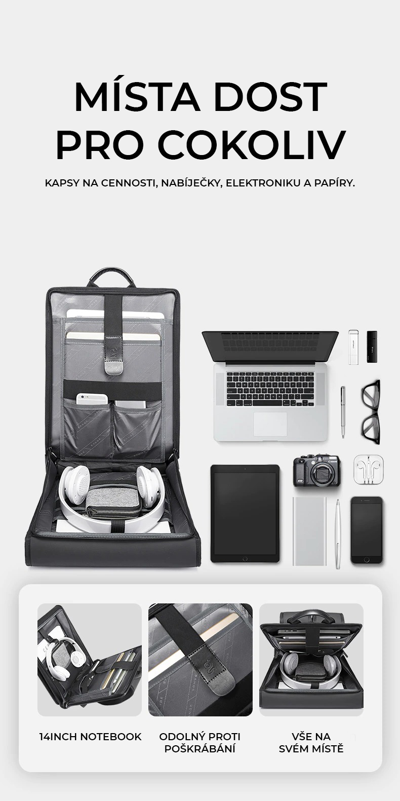 Flick batoh, černý, 9L, voděodolný, lehký, na notebook