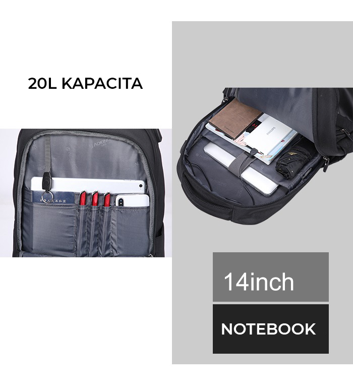 Lax Batoh, černý, 20L, na notebook, USB